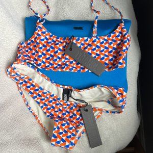 Triangl Bikini 2 piece - Blue/Orange Velvet (X-SMALL)
